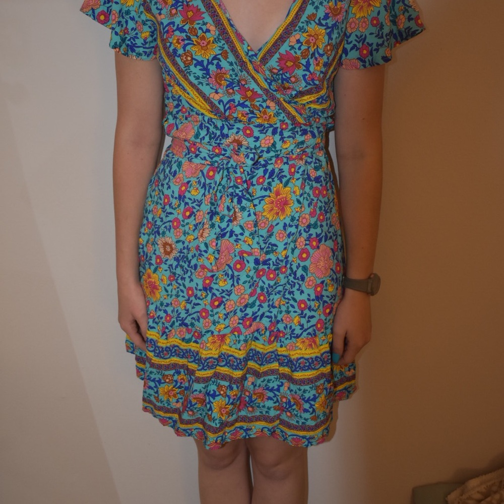 Cute floral wrap dress